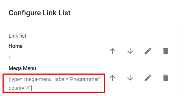 Mega Menu Configuration
